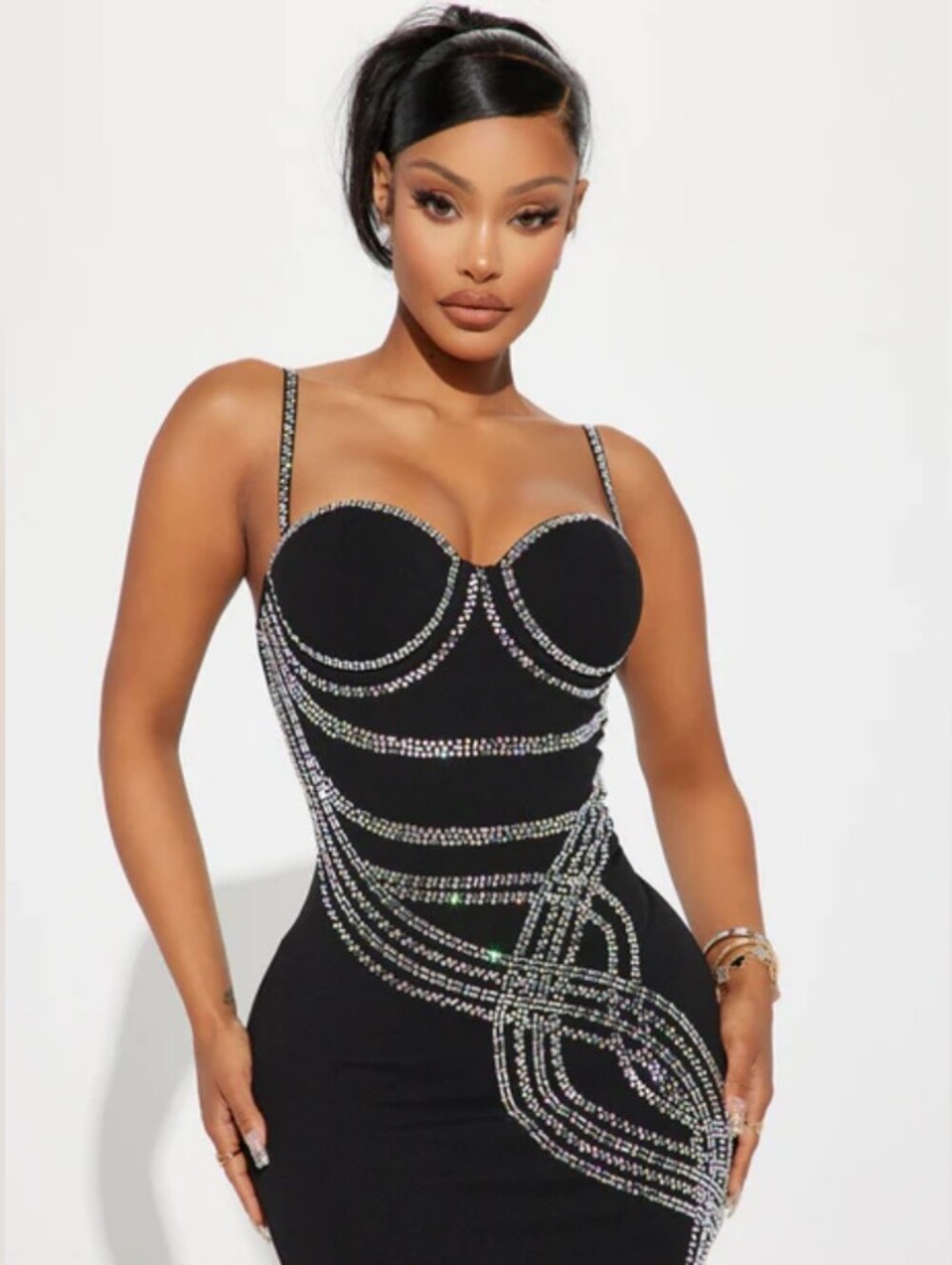 Windsor Black Mini Dress with Rhinestone Accent Size M